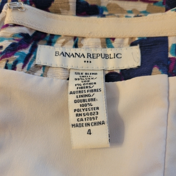 Banana Republic Graphic Print Strapless Silk Dress Size 4 - Picture 5 of 5
